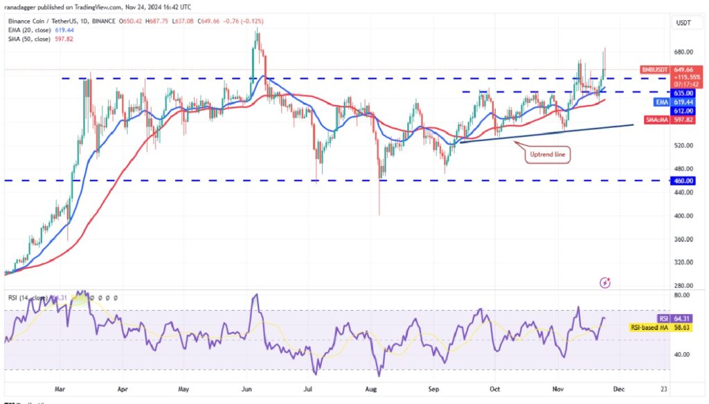 Analyzing Four Altcoins as Bitcoin Price Moves Sideways - BNB/USDT Daily Chart | Source: TradingView