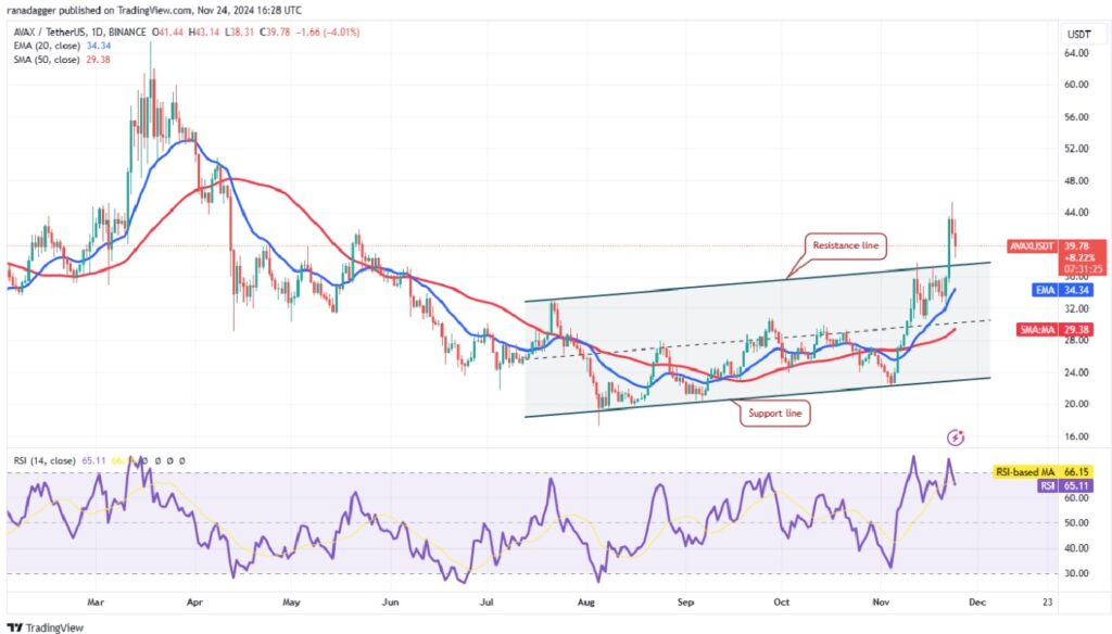 Analyzing Four Altcoins as Bitcoin Price Moves Sideways - AVAX/USDT Daily Chart | Source: TradingView